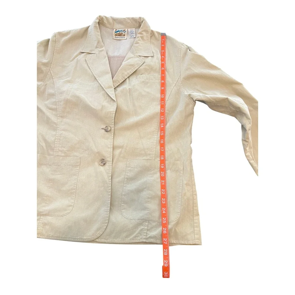 TravelSmith Mens Tan Cotton Nylon Safari Blazer Utility Travel Jacket Size M